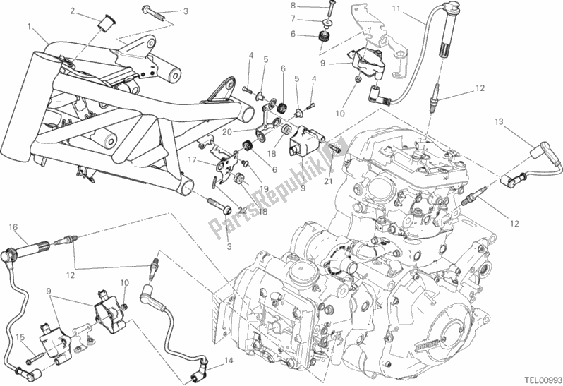 All parts for the Frame of the Ducati Diavel Xdiavel Thailand 1260 2017
